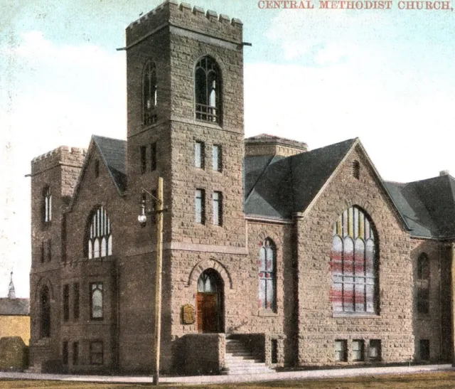 Central Methodist Church Calgary Alta Canada social history religious postcard
