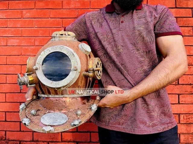 Rusty antique finish diving helmet 1921 Anchor engineer diving helmet Scuba Gift
