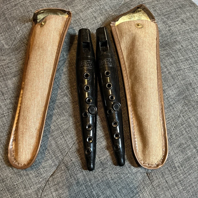 PAIR VINTAGE SWANSON Flute Made in USA musical instrument Black