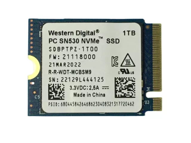 Western Digital PC SN530 1 TB M.2 2230 NVMe SSD Interno (SDBPTPZ-1T00)