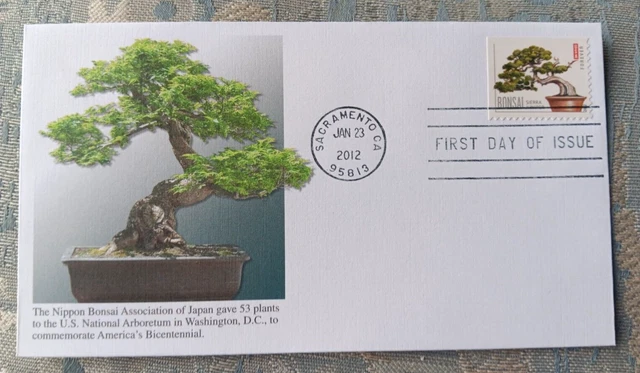JAPANESE BONSAI SIERRA JUNIPER  miniature TREE 2012 FLEETWOOD CACHET FDC UNADDR