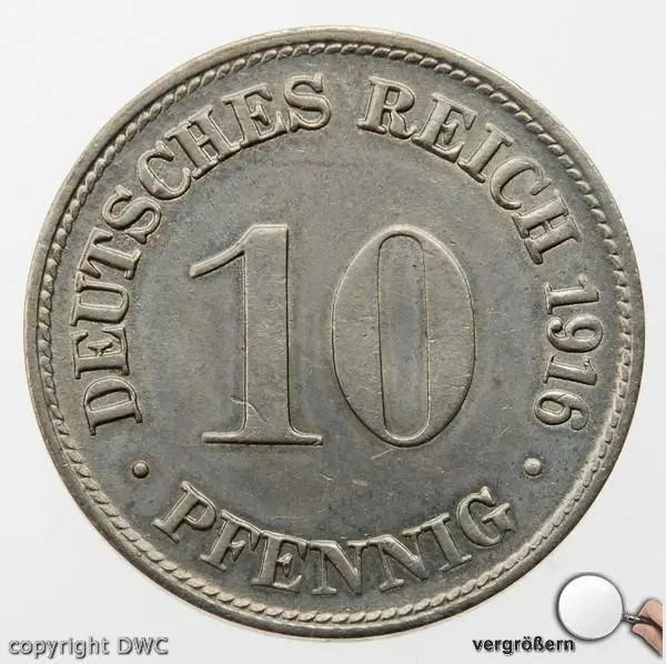 Coin Münzen 10 Pfennig Kaiserreich 1916 D Wappen Cu Ni