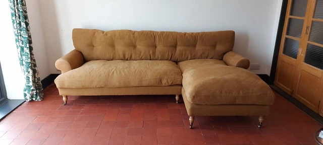 Arlo And Jacob Henry Grande Right Hand Chaise. True Linen Whisky. Feather Filled