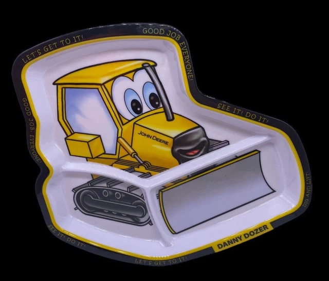 John Deere Danny Dozer Divided Dish Plate Plastic NEW Rare Bulldozer