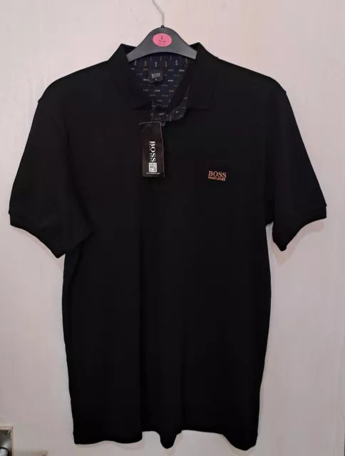 MENS BLACK HUGO Boss Polo Shirt XL Mens Black T-shirt $28.38 - PicClick