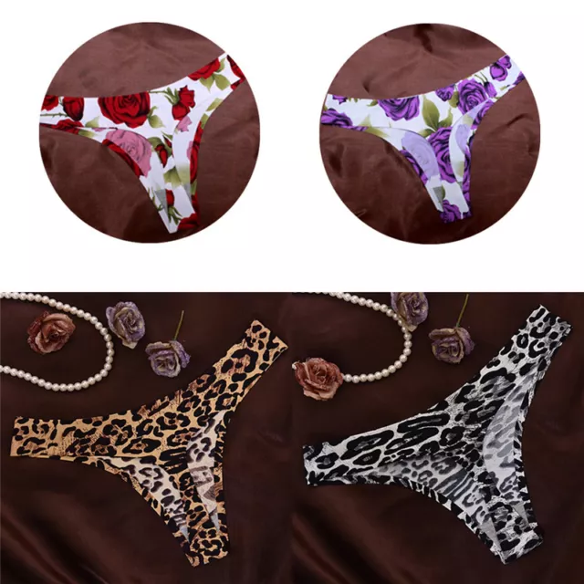 Women Sexy Leopard Panties Seamless Briefs G String Underwear Lingerie Thongs EL 3