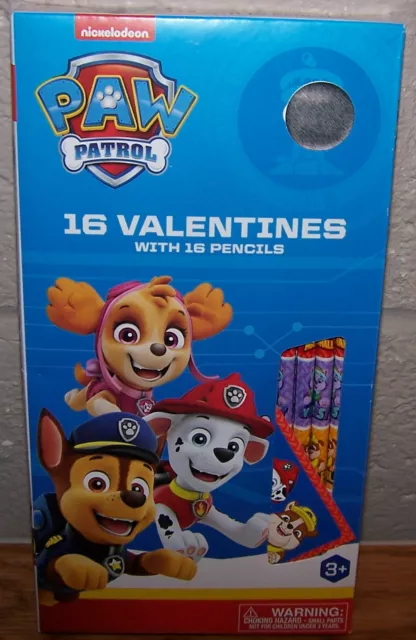 Valentines Day Cards (Box of 16) Nickelodeon Paw Patrol with Pencils