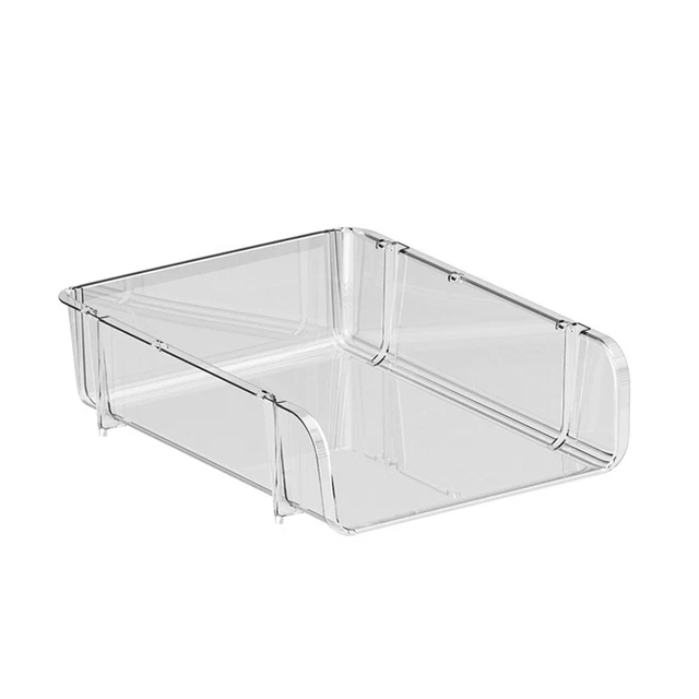 (L) Transparent Stackable Desktop Stationery Organizer For Files And