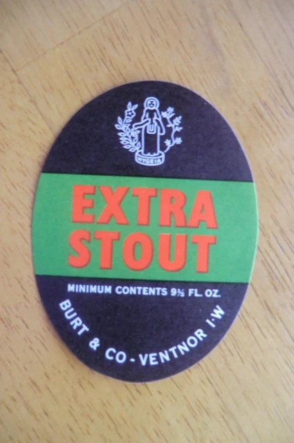 Mint Burt Ventor  I Of W Extra Stout Brewery Beer Bottle Label