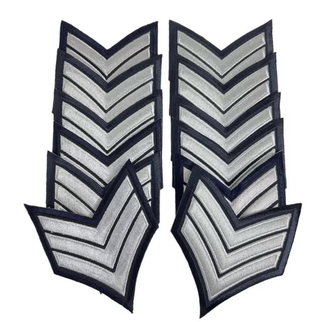 Heroes Pride Sergeant Emblem Embroidered Silver Chevron on Navy Lot of 12 New