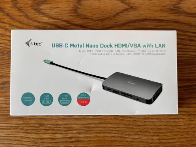 i-tec Metal USB-C Nano Dock HDMI/VGA with LAN + Power Delivery 100 W