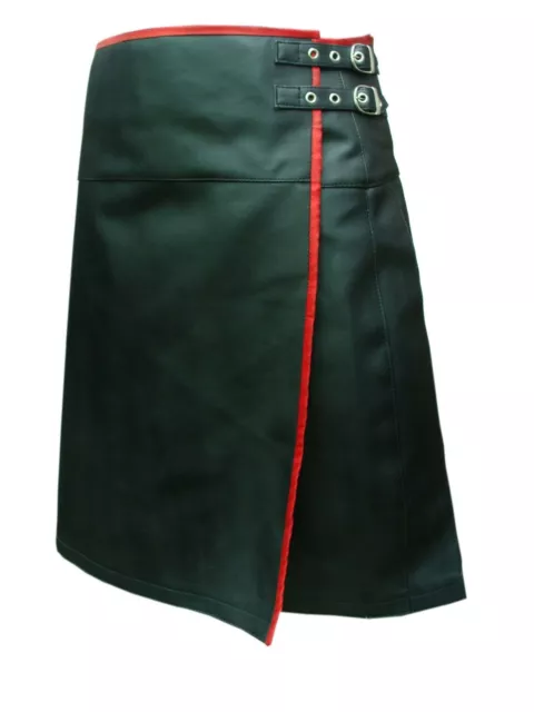 Kilt da uomo in vera pelle stile scozzese stile anteriore piatto utilità kilt con tubazioni LARP