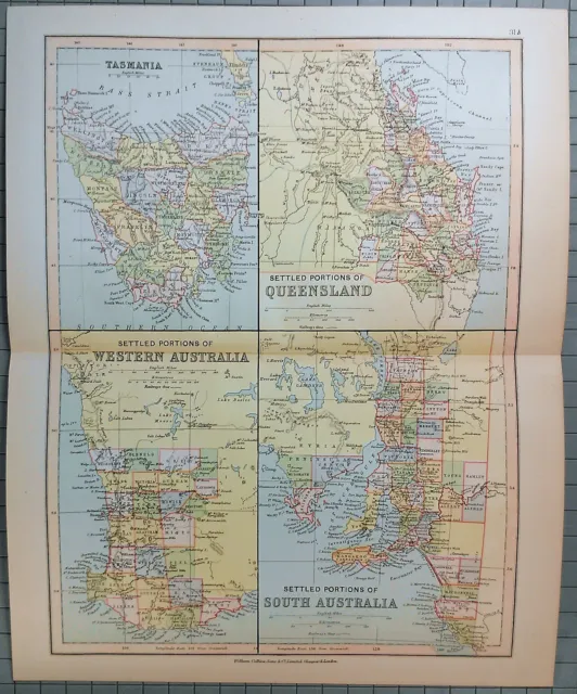Original Map of  the Settled Portions of Australia by Wm Collins Sons & Co c1875