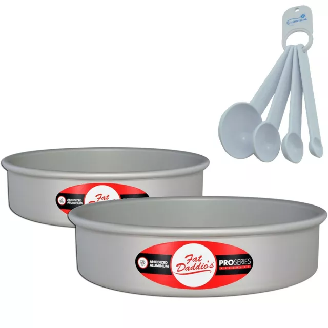 Fat Daddio's Aluminum Round Cake Pan (2 Pack) 4"x2"  with a Lumintrail Spoon Set