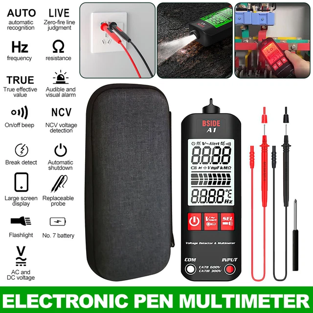 LCD Digital Multimeter 2000 Counts A1 Fully Automatic Anti-Burn Intelligent+Case