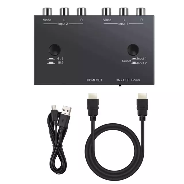 2 Port AV To HDMI Converter 2 In 1 Out 2 RCA To HDMI Adapter 2AV To HDMI