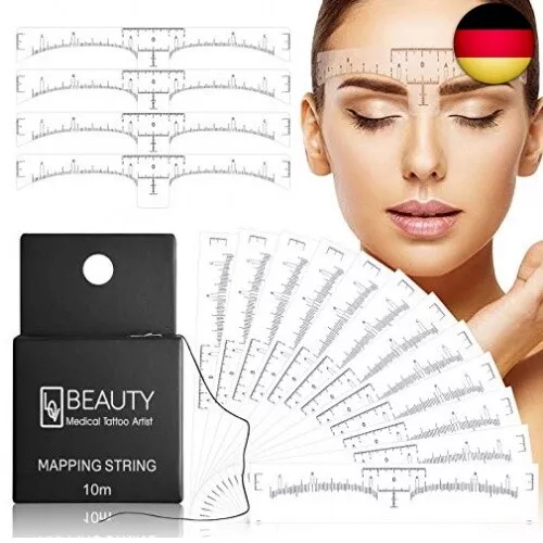 100er Pack Augenbrauenlineal mit 1 Box 10M Premium Eyebrow Mapping Ink String