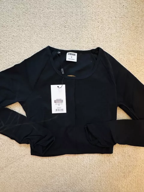 GYMSHARK WHITNEY SIMMONS Long Sleeve Crop Top Black Small S BNWT £4.99 -  PicClick UK