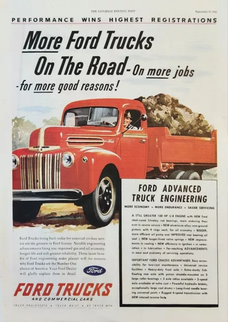 1945 Red Ford Trucks on the road Vintage Ad on the road on more jobs