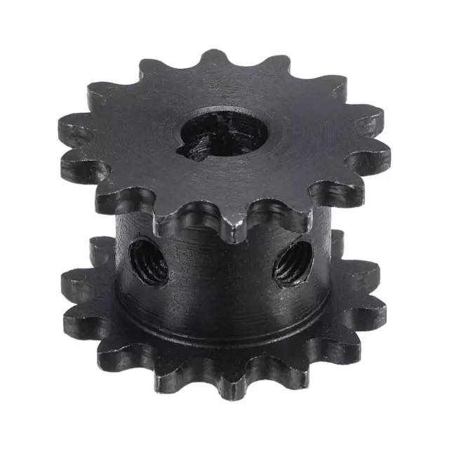 14 Tooth Sprocket, Double Strand 1/4" Pitch 8mm Bore Carbon Steel with Keyway