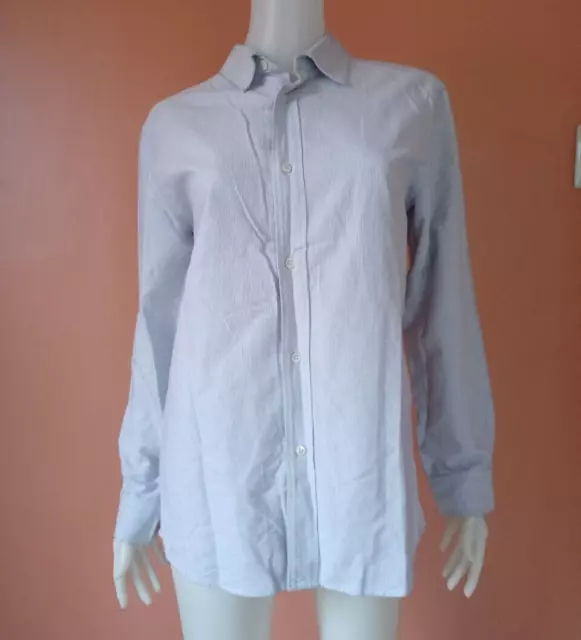 Apc Rue Madame Paris Long Sleeved Button-Down Mini Stripe Top Shirt Blue Size Xs