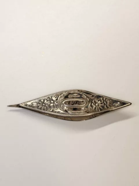 Antique Sterling Silver Tatting Shuttle 1916 Engraved Edna