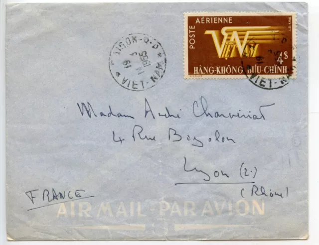 Enveloppe par avion via Air Mail cachet 2cole Française Hanoï Vietnam
