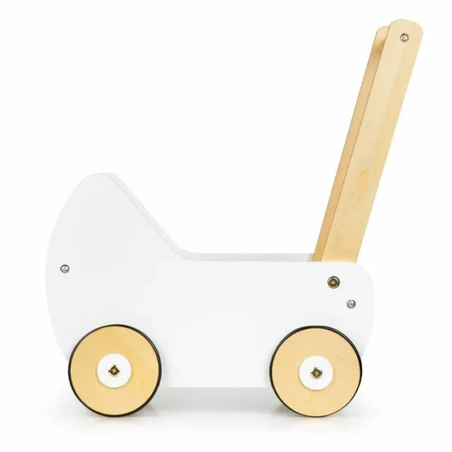 Puppenwagen Holzpuppenwagen Holzwagen Kinderwagen Weiß Puppenkarre  ET 2