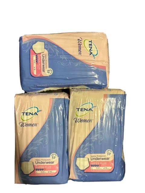 TENA SUPER PLUS Large Incontinence Womens Pull Up Underwear 3 Pack Lot ...