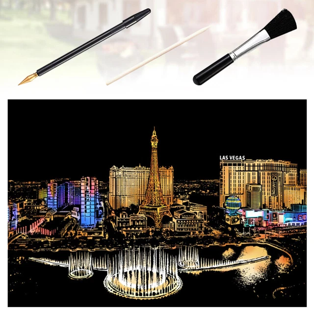 1 juego de Scratch Paper Night View Scratchboard DIY Scratch juego de imágenes para y