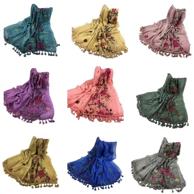 Muslim Women Sequin Scarf Fringed Shawl Tassel Scarves Islamic Hijab Stole Wrap