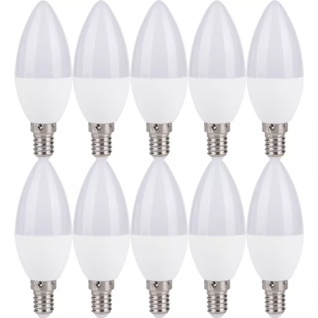 10 X LED Ampoule Bougie 7W = 40W E14 Mat 560lm Blanc Froid 6500K Lumière Du Jour