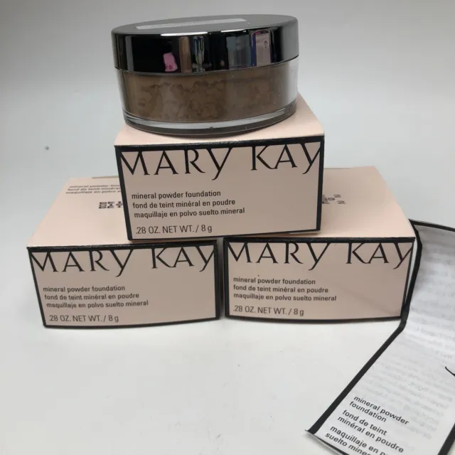 3 Mary Kay Mineral Powder Foundation Full Size .28 Beige 2 #016889 New Old Stock