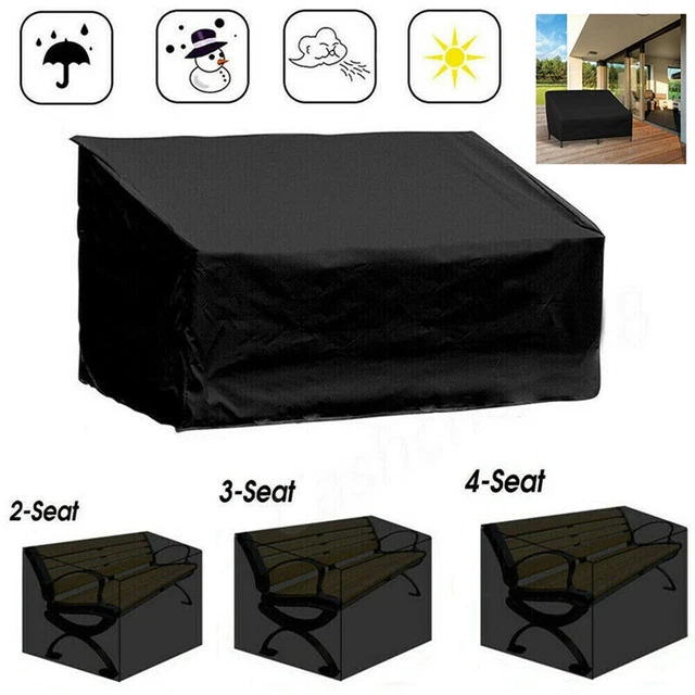 Noir Housse pour Banquette 2/3/4 Places Étanche Jardin Heavy Duty Utile