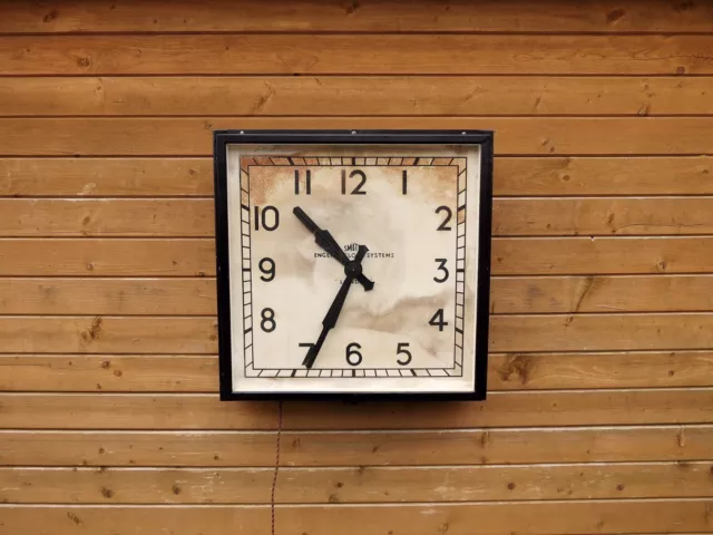 Railway Station Wall Clock, Very Large. Smiths English Clock Systems. Restored