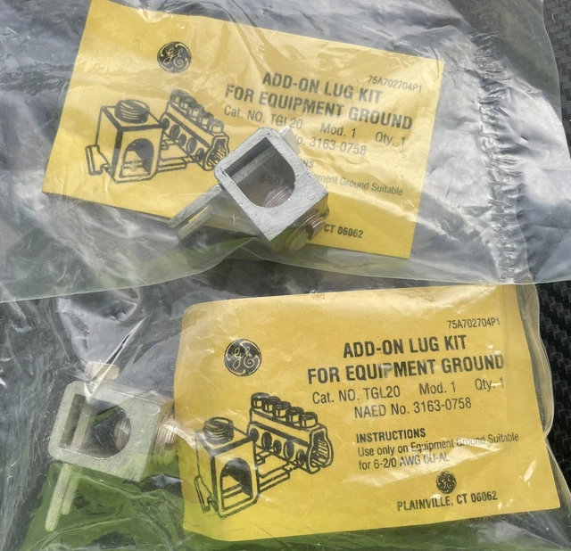 (2)-GE TGL20 Add-On Lug Kit for Equipment Ground Kit.Two Lugs.