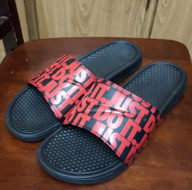 Nike Benassi JDI Print Slides Slip On Sandals Mens Sz 13 Black/Red 631261-025