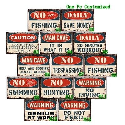 No Fishing Sign Retro Metal Tin Signs Vintage Hanging Art Wall Decor Poster