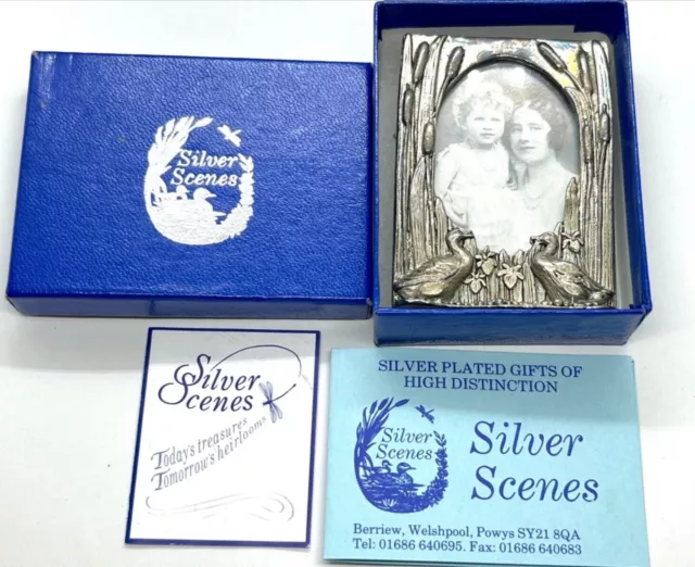 Vintage Silver Scenes Miniature Silver Plated Photo Frame in Original Box