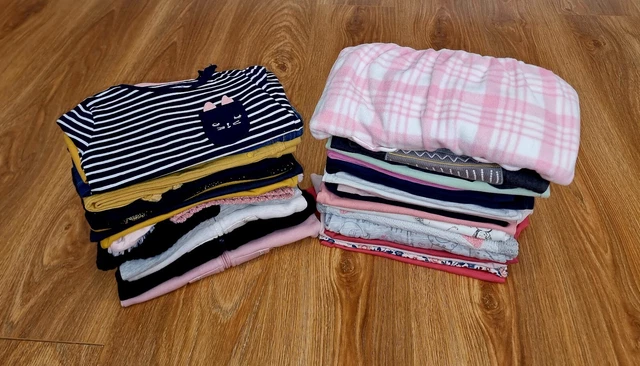 #32 Enorme pacchetto di vestiti per bambine età 9-12 mesi leggings top felpa con cappuccio