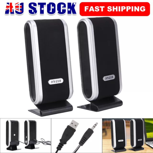 2X USB Power Wired Computer Speaker Stereo 3.5mm For Desktop PC Laptop Subwoofer