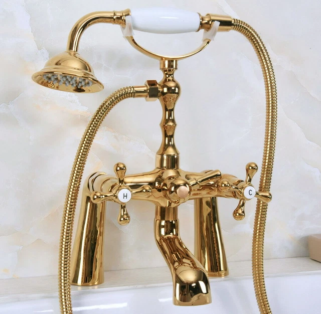 Brass Deck Mount Bathroom Tub Faucet Hand Shower Filler Water Mixer Tap 2na152