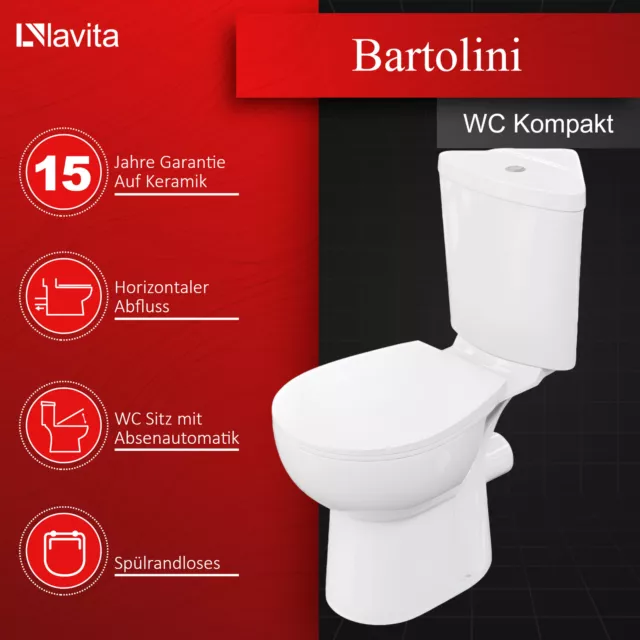 Einteilige Stand-WC mit eingebautem Spülkasten BARTOLINI WHITE | Komplett-Set | 2