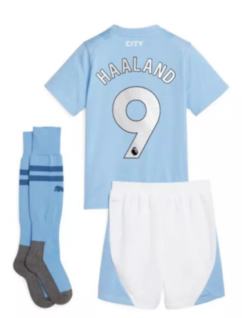 Man city 2023-2024 KIDS FULL football kit HAALAND #9 inc socks//#**