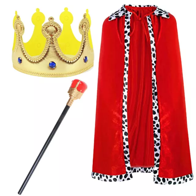 Kinder Jungen König Kaiser Prinz Zepter Umhang Cape Krone Cosplay Kostüm Set