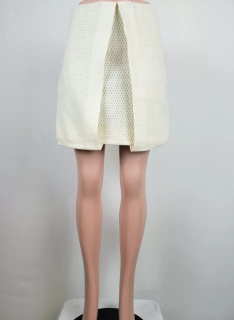 Tibi butter cream honeycomb foldover/origami inverted pleat short skirt Size 6