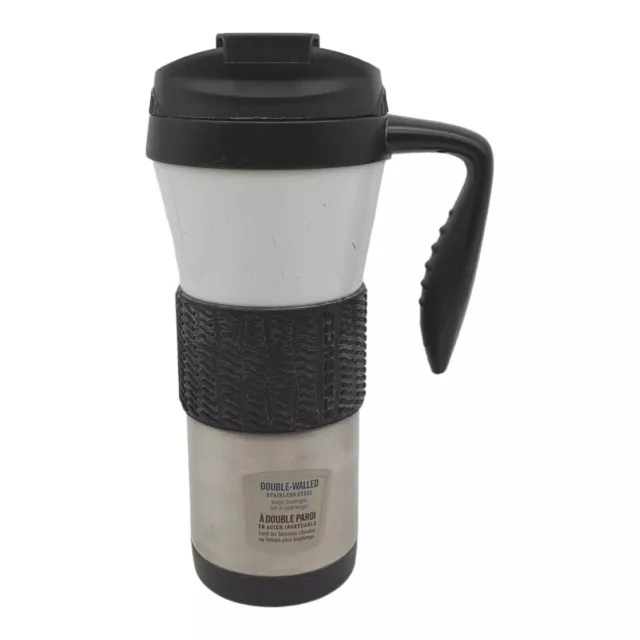 Starbucks Open Handle Travel Mug Tumbler - 16oz Stainless Steel Black White 2010