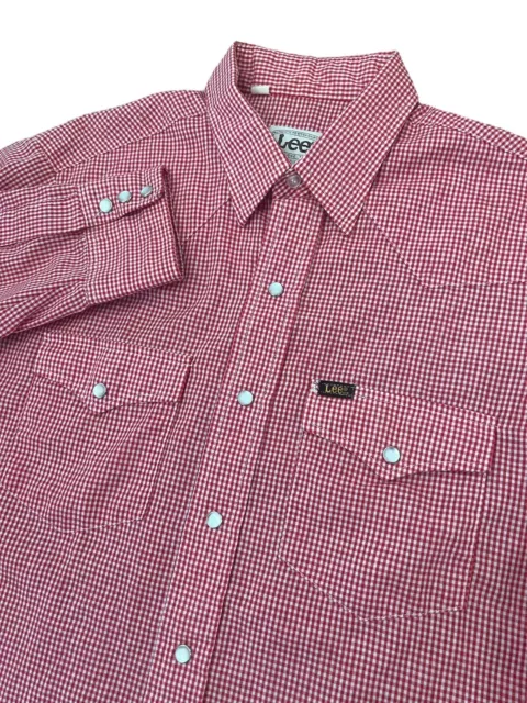Vintage 70s Lee Men’s Large 16.5 Pearl Snap Checkered Long Sleeve Shirt EUC!