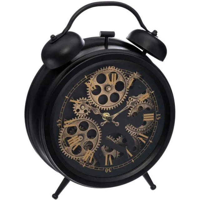 Reloj Con Despertador Y Visible Mecanismo, Silencioso, Color: Negro - Atmosphera