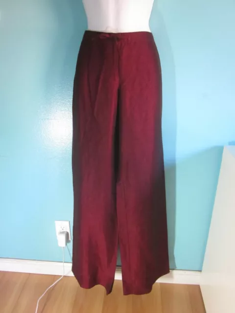 VINTAGE Shelli Segal Laundry Size S Womens Red Linen Wide Leg Pants